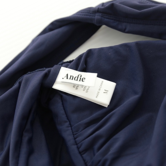 NWOT Andie Swim The Mykonos Plunge Neck Navy Blue One Piece Womens M Resortwear - Picture 7 of 9